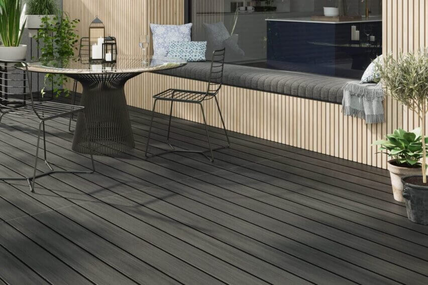 black capped composite decking