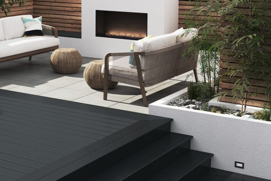 ribbed and grooved decking in black