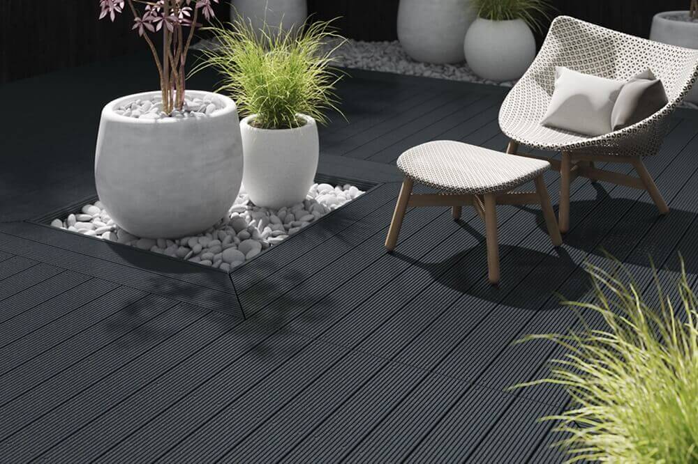 scalloped profile decking in black