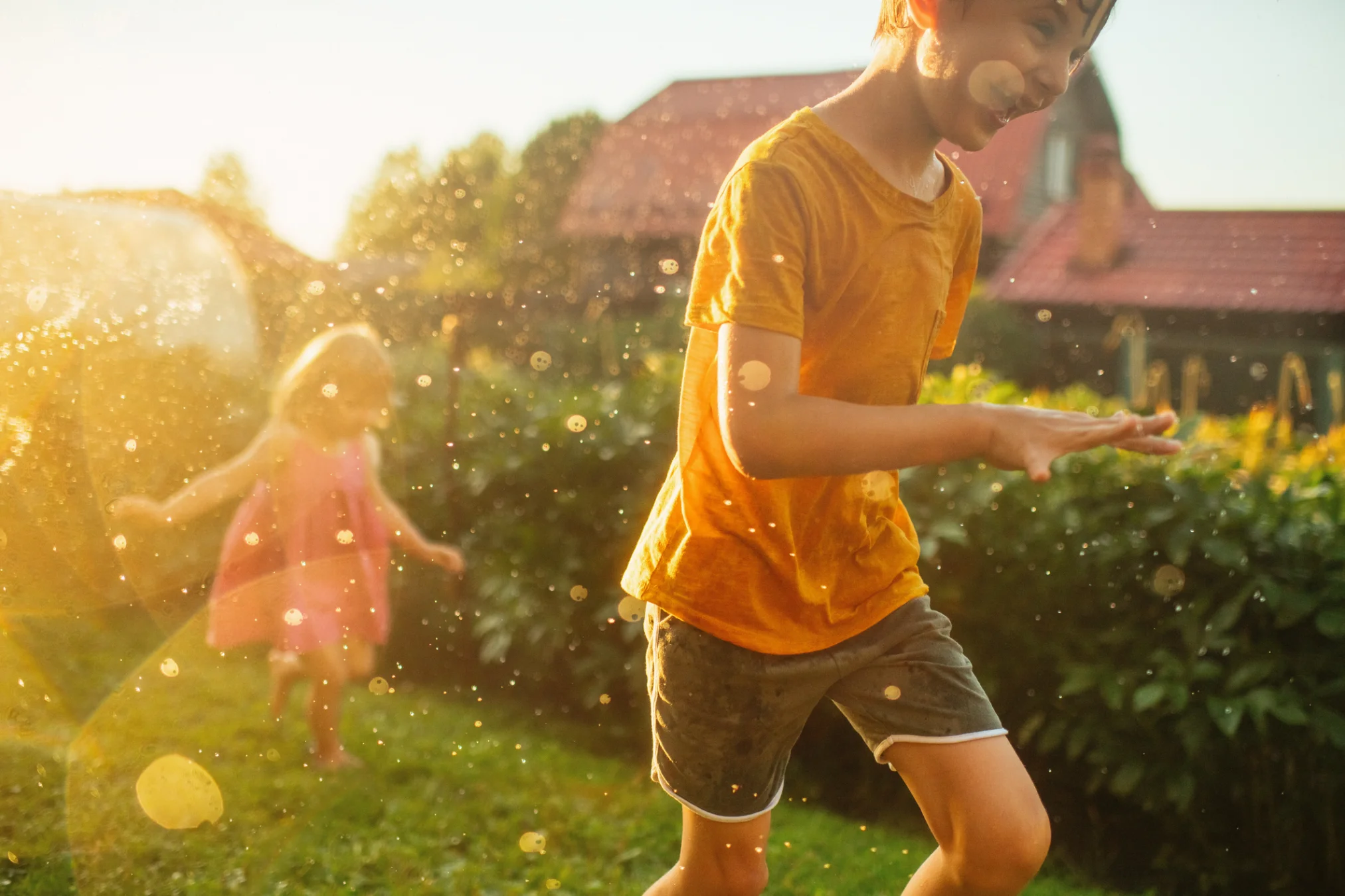 Children playing in the garden