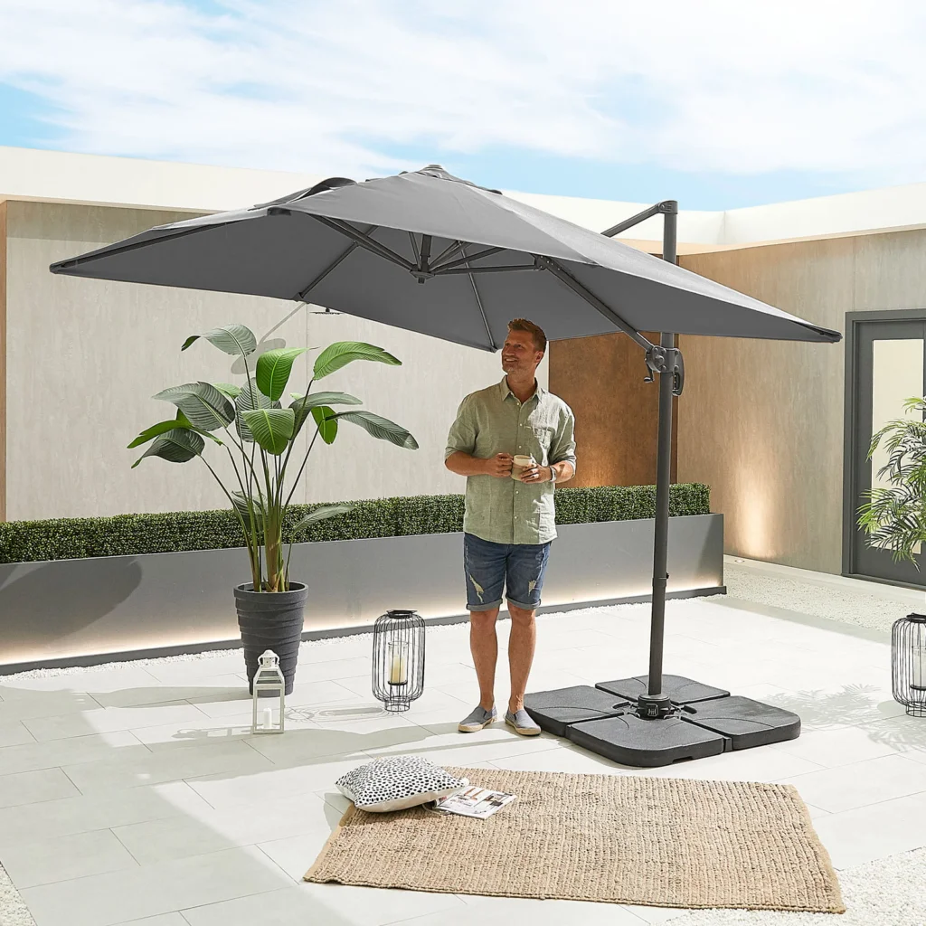 Cantilever Parasol - 2.5m Square - Grey