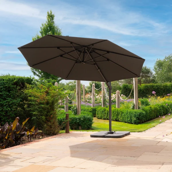 Round Cantilever Parasol in grey