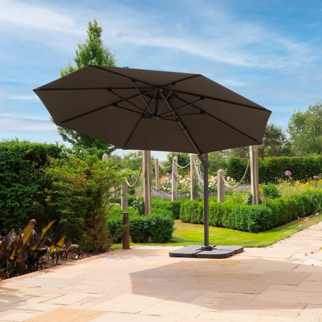Round Cantilever Parasol in grey