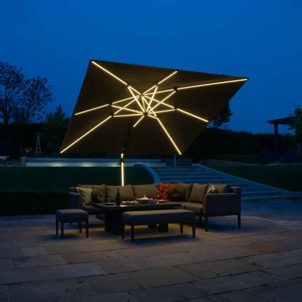 LED Cantilever Parasol - 3.5m Round - Grey