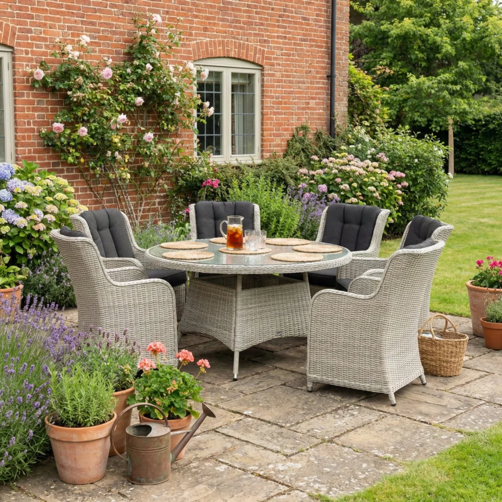 6 Seat Dining Set with 1.5m Round Table and Lazy Susan