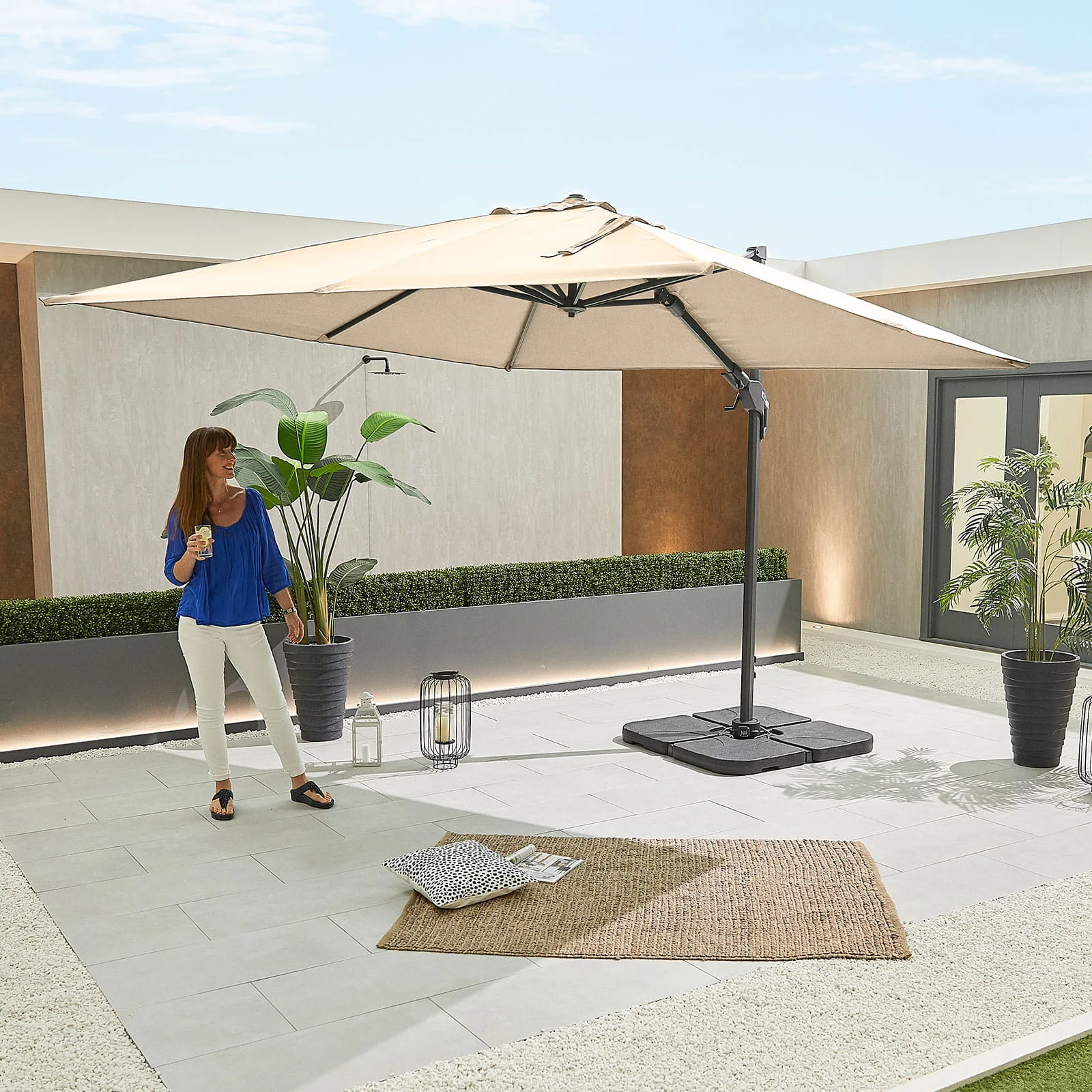 Cantilever Parasol - 3m Square - Beige
