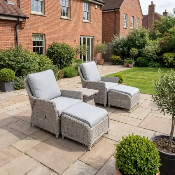 5pc Reclining Lounging Set with Square Side Table